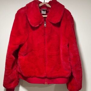 Hanna Andersson 130 Bright Red Faux Fur Jacket